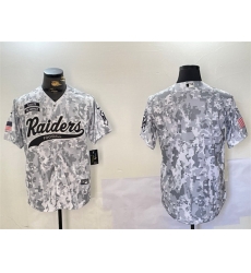 Men Las Vegas Raiders Blank 2024 Arctic Camo Salute To Service Stitched Baseball Jersey Men Las Vegas Raiders Blank 2024 Arctic Camo Salute To Service Stitched Baseball Jersey