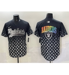 Men Las Vegas Raiders Team Big Logo Black Limited Stitched Baseball Jersey 1
