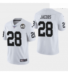Men Oakland Raiders 28 Josh Jacobs 60th Anniversary Vapor Limited Jersey White Men Oakland Raiders 28 Josh Jacobs 60th Anniversary Vapor Limited Jersey White