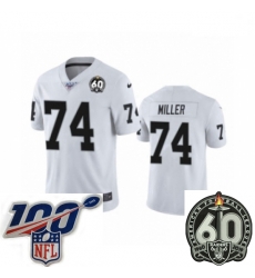 Men Oakland Raiders #74 Kolton Miller White 60th Anniversary Vapor Untouchable Limited Player 100th Season Football Jersey Men Oakland Raiders #74 Kolton Miller White 60th Anniversary Vapor Untouchable Limited Player 100th Season Football Jersey