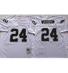 Oakland Raiders White #24 WOODSON White Stitched NFL Throwback Jersey Oakland Raiders White #24 WOODSON White Stitched NFL Throwback Jersey