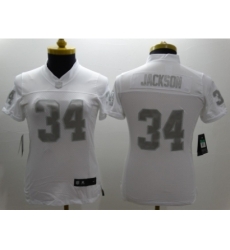 Nike Women Oakland Raiders #34 Jackson Platinum White Jerseys Nike Women Oakland Raiders #34 Jackson Platinum White Jerseys