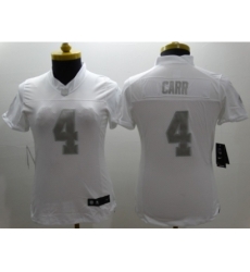 Nike Women Oakland Raiders #4 Carr Platinum White Jerseys Nike Women Oakland Raiders #4 Carr Platinum White Jerseys