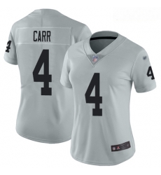 Raiders #4 Derek Carr Silver Women Stitched Football Limited Inverted Legend Jersey Raiders #4 Derek Carr Silver Women Stitched Football Limited Inverted Legend Jersey