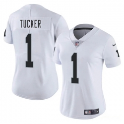 Women Las Vegas Raiders 1 Tre Tucker White 2025 Vapor Stitched Jersey