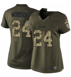 Womens Nike Oakland Raiders 24 Charles Woodson Elite Green Salute to Service NFL Jersey Womens Nike Oakland Raiders 24 Charles Woodson Elite Green Salute to Service NFL Jersey