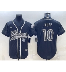 Men Los Angeles Rams 10 Cooper Kupp Black Reflective With Patch Cool Base Stitched Baseball Jersey