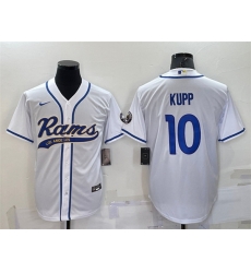 Men Los Angeles Rams 10 Cooper Kupp White With Patch Cool Base Stitched Baseball Jersey Men Los Angeles Rams 10 Cooper Kupp White With Patch Cool Base Stitched Baseball Jersey