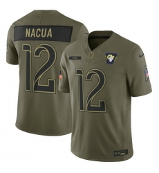 Men Los Angeles Rams 12 Puka Nacua Olive 2025 Salute to Service Limited Stitched Football Jersey