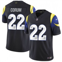 Men Los Angeles Rams 22 Blake Corum Black 2025 F U S E Rivalries Vapor Limited Stitched Football Jersey