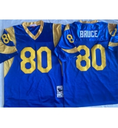 Men Los Angeles Rams 80 Isaac Bruce Blue Throwback Stitched Jersey