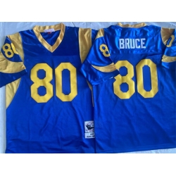Men Los Angeles Rams 80 Isaac Bruce Blue Throwback Stitched Jersey