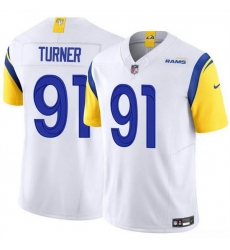 Men Los Angeles Rams 91 Kobie Turner White 2025 F U S E  Vapor Untouchable Stitched Football Jersey