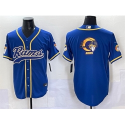 Men Los Angeles Rams Team Logo Royal Cool Base Stitched Baseball Jersey
