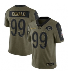 Men's Los Angeles Rams Aaron Donald Nike Olive 2021 Salute To Service Limited Player Jersey Men's Los Angeles Rams Aaron Donald Nike Olive 2021 Salute To Service Limited Player Jersey