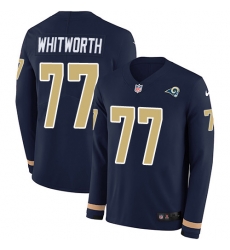 Nike Rams 77 Andrew Whitworth Navy Blue Team Color Men s Stitched NFL Limited Therma Long Sleeve Jersey Nike Rams 77 Andrew Whitworth Navy Blue Team Color Men s Stitched NFL Limited Therma Long Sleeve Jersey