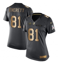 Nike Rams #81 Gerald Everett Black Womens Stitched NFL Limited Gold Salute to Service Jersey Nike Rams #81 Gerald Everett Black Womens Stitched NFL Limited Gold Salute to Service Jersey