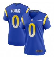 Women Los Angeles Rams 0 Byron Young Blue Stitched Game Jersey Run Small Women Los Angeles Rams 0 Byron Young Blue Stitched Game Jersey Run Small