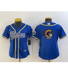 Women Los Angeles Rams Royal Team Big Logo With Patch Cool Base Stitched Baseball Jersey Women Los Angeles Rams Royal Team Big Logo With Patch Cool Base Stitched Baseball Jersey