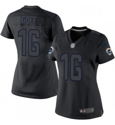 Womens Nike Los Angeles Rams 16 Jared Goff Limited Black Impact NFL Jersey Womens Nike Los Angeles Rams 16 Jared Goff Limited Black Impact NFL Jersey