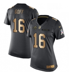 Womens Nike Los Angeles Rams 16 Jared Goff Limited BlackGold Salute to Service NFL Jersey Womens Nike Los Angeles Rams 16 Jared Goff Limited BlackGold Salute to Service NFL Jersey
