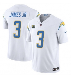 Men Los Angeles Chargers 3 Derwin James JR White 2025 F U S E With 4 Star C Patch Vapor Limited Stitched Football Jersey