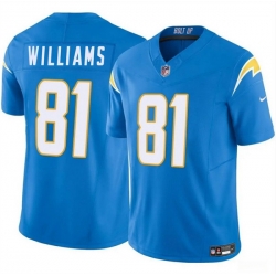 Men Los Angeles Chargers 81 Mike Williams Blue 2024 F U S E Vapor Limited Stitched Football Jersey