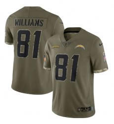 Men Los Angeles Chargers 81 Mike Williams Olive 2022 Salute To Service Limited Stitched Jersey Men Los Angeles Chargers 81 Mike Williams Olive 2022 Salute To Service Limited Stitched Jersey