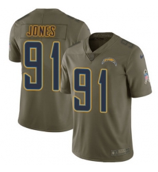 Nike Chargers #91 Justin Jones Olive Mens Stitched NFL Limited 2017 Salute To Service Jersey Nike Chargers #91 Justin Jones Olive Mens Stitched NFL Limited 2017 Salute To Service Jersey