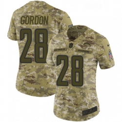 Womens Nike Los Angeles Chargers 28 Melvin Gordon Limited Camo 2018 Salute to Service NFL Jersey