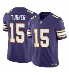 Men Minnesota Vikings 15 Dallas Turner Purple 2024 Draft Throwback Vapor Untouchable Limited Stitched Jersey Men Minnesota Vikings 15 Dallas Turner Purple 2024 Draft Throwback Vapor Untouchable Limited Stitched Jersey