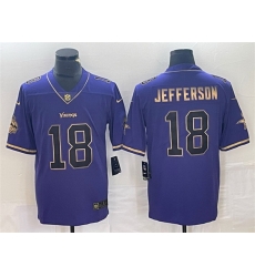 Men Minnesota Vikings 18 Justin Jefferson Purple Gold Stitched Jersey Men Minnesota Vikings 18 Justin Jefferson Purple Gold Stitched Jersey