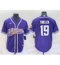 Men Minnesota Vikings 19 Adam Thielen Purple With Patch Cool Base Stitched Baseball Jersey Men Minnesota Vikings 19 Adam Thielen Purple With Patch Cool Base Stitched Baseball Jersey