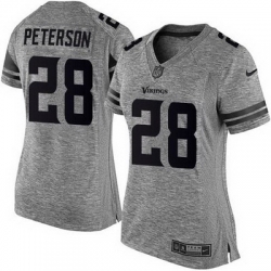 Nike Vikings #28 Adrian Peterson Gray Womens Stitched NFL Limited Gridiron Gray Jersey