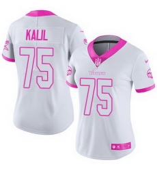 Nike Vikings #75 Matt Kalil White Pink Womens Stitched NFL Limited Rush Fashion Jersey Nike Vikings #75 Matt Kalil White Pink Womens Stitched NFL Limited Rush Fashion Jersey