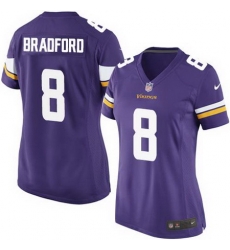 Nike Vikings #8 Sam Bradford Purple Team Color Women Stitched NFL Elite Jersey Nike Vikings #8 Sam Bradford Purple Team Color Women Stitched NFL Elite Jersey
