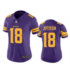 Women Minnesota Vikings 18 Justin Jefferson Purple Limited Rush Stitched NFL Jersey Women Minnesota Vikings 18 Justin Jefferson Purple Limited Rush Stitched NFL Jersey