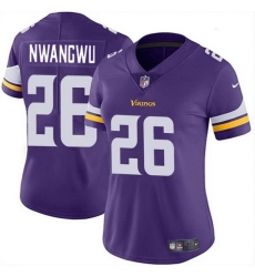 Women Minnesota Vikings 26 Kene Nwangwu Purple Vapor Untouchable Limited Stitched Jersey Women Minnesota Vikings 26 Kene Nwangwu Purple Vapor Untouchable Limited Stitched Jersey