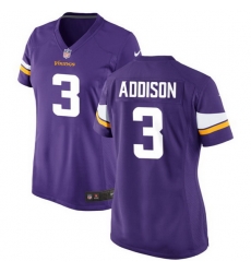 Women Minnesota Vikings 3 Jordan Addison Purple 2023 Draft Stitched Game Jersey Women Minnesota Vikings 3 Jordan Addison Purple 2023 Draft Stitched Game Jersey