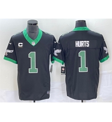 Men Philadelphia Eagles 1 Jalen Hurts Black 2023 F U S E Vapor Untouchable With C Patch Stitched Football Jersey Men Philadelphia Eagles 1 Jalen Hurts Black 2023 F U S E Vapor Untouchable With C Patch Stitched Football Jersey