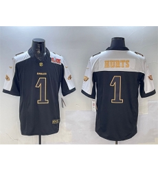 Men Philadelphia Eagles 1 Jalen Hurts Black Gold 2025 Super Bowl LIX Patch New F U S E Vapor Untouchable Limited Stitched Football Jersey Men Philadelphia Eagles 1 Jalen Hurts Black Gold 2025 Super Bowl LIX Patch New F U S E Vapor Untouchable Limited Stitched Football Jersey