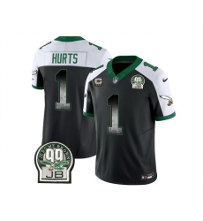 Men Philadelphia Eagles 1 Jalen Hurts Black White 2023 F U S E With 3 Star C Patch Throwback Vapor Untouchable Limited Stitched Football Jersey Men Philadelphia Eagles 1 Jalen Hurts Black White 2023 F U S E With 3 Star C Patch Throwback Vapor Untouchable Limited Stitched Football Jersey