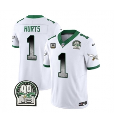 Men Philadelphia Eagles 1 Jalen Hurts White 2023 F U S E With 3 Star C Patch Throwback Vapor Untouchable Limited Stitched Football Jersey Men Philadelphia Eagles 1 Jalen Hurts White 2023 F U S E With 3 Star C Patch Throwback Vapor Untouchable Limited Stitched Football Jersey