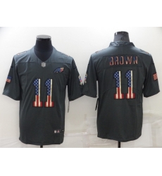 Men Philadelphia Eagles 11 A J Brown Grey Salute To Service USA Flag Stitched jersey Men Philadelphia Eagles 11 A J Brown Grey Salute To Service USA Flag Stitched jersey