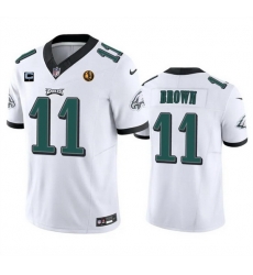 Men Philadelphia Eagles 11 A J Brown White 2023 F U S E With 1 Star C Patch And John Madden Patch Vapor Limited Stitched Football Jersey Men Philadelphia Eagles 11 A J Brown White 2023 F U S E With 1 Star C Patch And John Madden Patch Vapor Limited Stitched Football Jersey