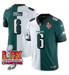 Men Philadelphia Eagles 6 DeVonta Smith White Green Split 2025 Super Bowl LIX Champions Patch F U S E Vapor Untouchable Limited Stitched Football Jersey Men Philadelphia Eagles 6 DeVonta Smith White Green Split 2025 Super Bowl LIX Champions Patch F U S E Vapor Untouchable Limited Stitched Football Jersey