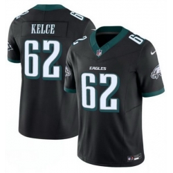 Men Philadelphia Eagles 62 Jason Kelce Black 2024 F U S E  Vapor Untouchable Limited Throwback Stitched Football Jersey