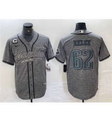 Men Philadelphia Eagles 62 Jason Kelce Gray With 3 star C Patch Cool Base Baseball Stitched Jersey Men Philadelphia Eagles 62 Jason Kelce Gray With 3 star C Patch Cool Base Baseball Stitched Jersey