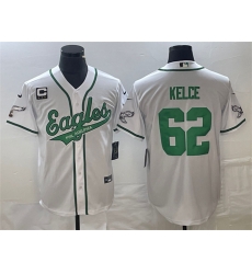 Men Philadelphia Eagles 62 Jason Kelce White With C Patch Cool Base Stitched Baseball Jersey Men Philadelphia Eagles 62 Jason Kelce White With C Patch Cool Base Stitched Baseball Jersey