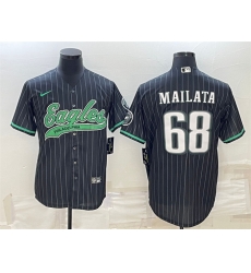 Men Philadelphia Eagles 68 Jordan Mailata Black With Patch Cool Base Stitched Baseball Jerseys Men Philadelphia Eagles 68 Jordan Mailata Black With Patch Cool Base Stitched Baseball Jerseys